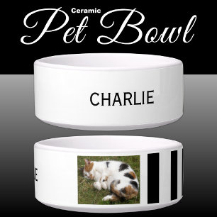 Add photo and name white and black bowl