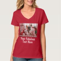 Add Photo and Text Custom V-Neck Red