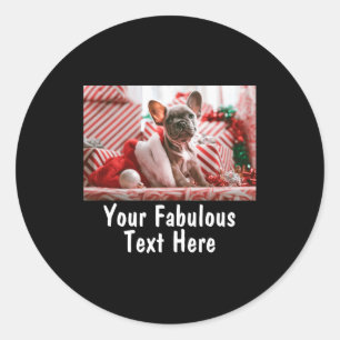 Add Photo And Text V Neck Red  Classic Round Sticker