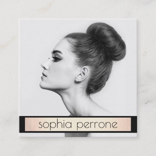 Add Photo Beauty Salon Photocard Square Business Card (Front)