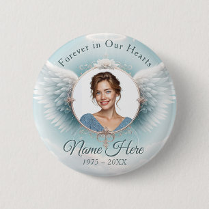 Add Photo Custom Memorial Angel WIngs 6 Cm Round Badge