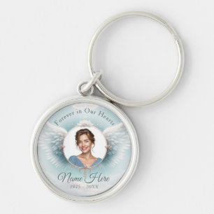 Add Photo Custom Memorial Angel WIngs Key Ring