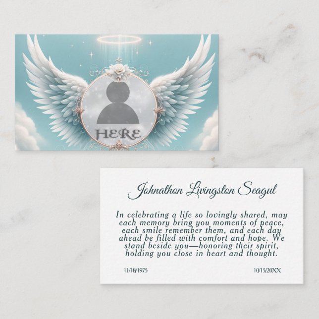 Add Photo Custom Memorial Business Card (Front/Back)