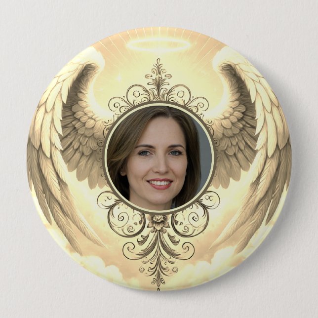 Add Photo Custom Memorial Gold 10 Cm Round Badge (Front)