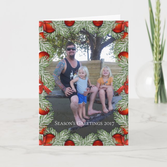 Add Photo Custom Picture Frame Christmas Card (Front)