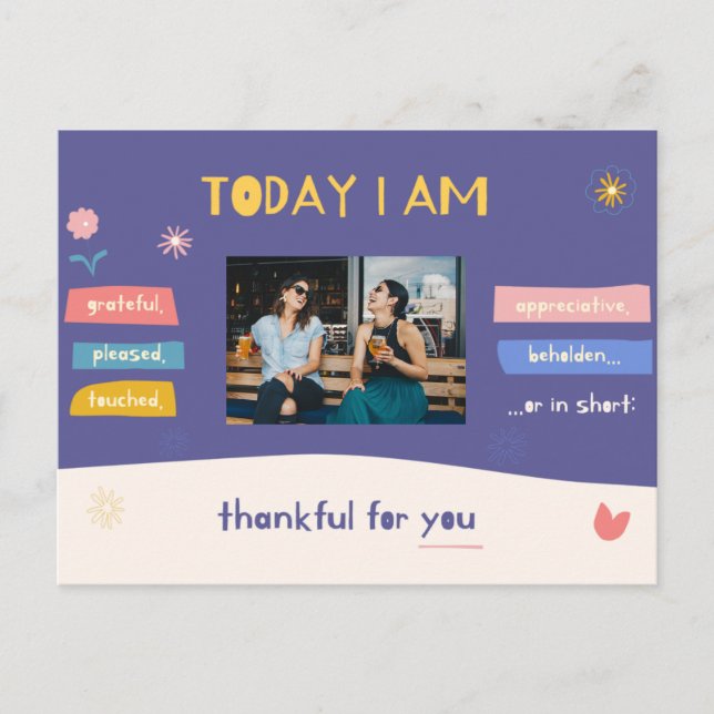 Add Photo - Cute Personal General Thanks Postcard (Front)