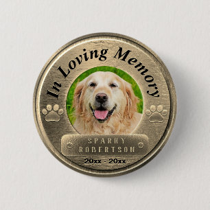 Add Photo Dog Memorial in Gold 6 Cm Round Badge