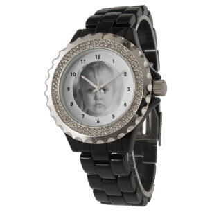 Add photo for mum or grandma white Rhinestone Watch