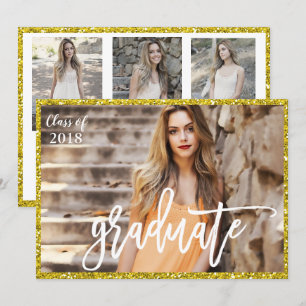 ADD PHOTO - Graduation Glitter Invitation