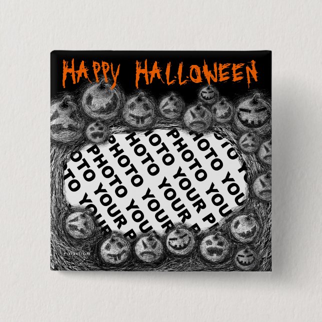 Add Photo Halloween Button Pumpkin 1 (Front)