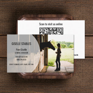 Add Photo Horse Equestrian QR Code Business Cards