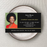 Add Photo Insert Real Estate Professional<br><div class="desc">Simple black photo business card.  For matching marking materials please email me at maurareed.designs@gmail.com. For high quality premade logos visit logoevolution.co. Original design by Maura Reed.</div>