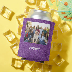 Add Photo, Logo Name Class Family Reunion Purple Can Cooler