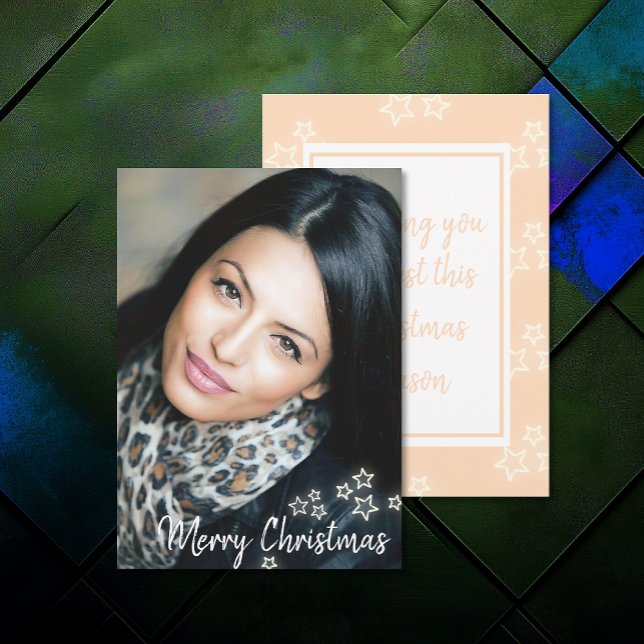 Add Photo Modern Chic Merry Christmas Cards  (Add Photo Modern Chic Merry Christmas Cards (front and back))