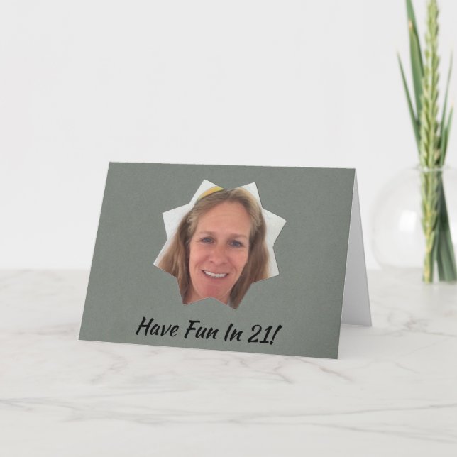 Add Photo New Year Small Sun on Grey Frame Holiday Card (Front)