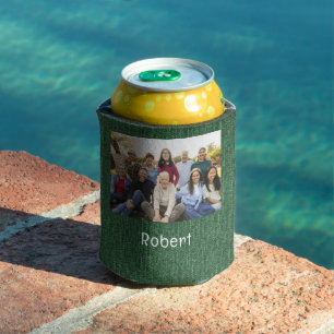 Add Photo or Logo Name Class Family Reunion Green Can Cooler