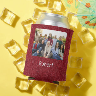Add Photo or Logo Name Class Family Reunion Red Can Cooler