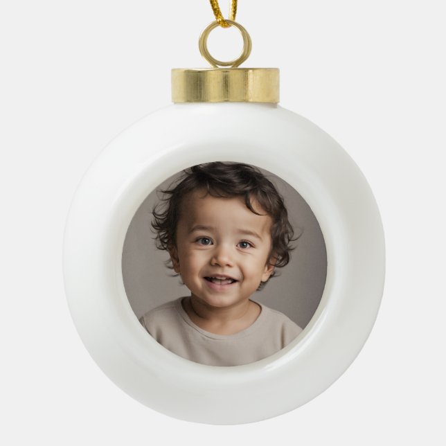 add photo  - personalised ceramic ball christmas ornament (Front)
