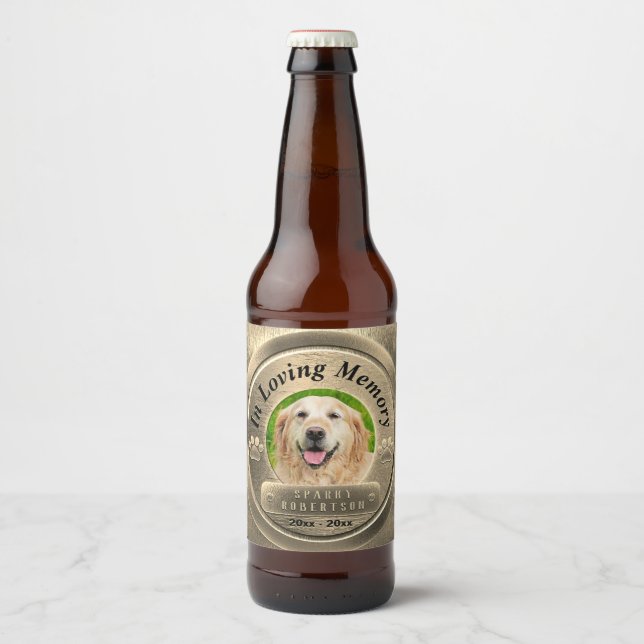 Add Photo Pet Memorial Beer Bottle Label (Front)