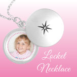 Add photo pink and white personalised locket necklace<br><div class="desc">Personalised locket necklace gift.
Replace the photo with your own.
Pink and white.</div>