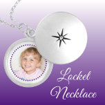 Add photo purple and white personalised locket necklace<br><div class="desc">Personalised locket necklace gift.
Replace the photo with your own.
Purple and white.</div>