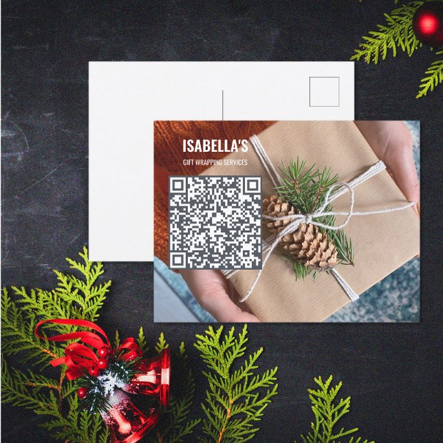 Add Photo QR Code Business Postcard (Add Photo QR Code Business Postcard (front and back))