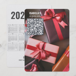 Add Photo QR Code Christmas Business Holiday Card
