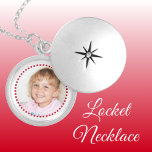 Add photo red and white personalised locket necklace<br><div class="desc">Personalised locket necklace gift.
Replace the photo with your own.
Red and white.</div>
