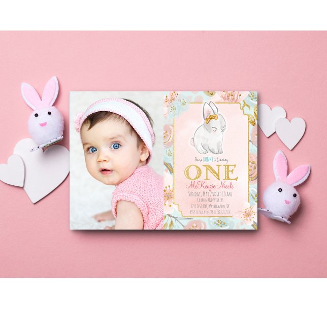 ADD PHOTO - Some Bunny 1st Birthday Invitation (Creator Uploaded)