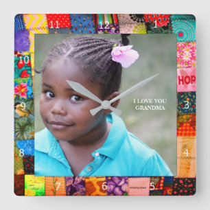 ADD PHOTO*  SQUARE WALL CLOCK