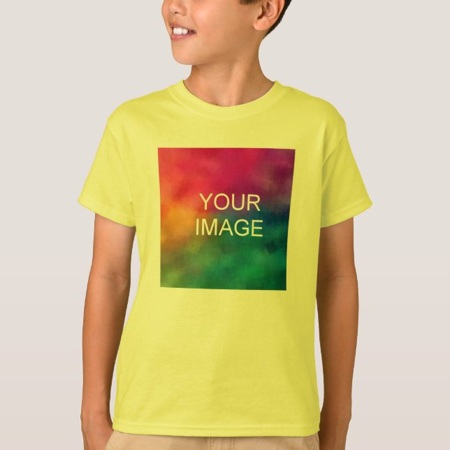 Add Photo Text Name Youth Boys Front Print Yellow T-Shirt (Front)
