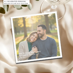Add Photo Text Overlay 10th Wedding Anniversary Napkin