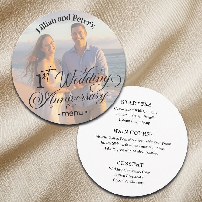 Add Photo Text Overlay 1st Wedding Anniversary  Menu (Creator Uploaded)