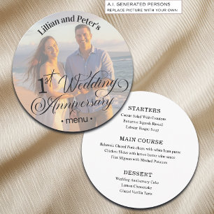Add Photo Text Overlay 1st Wedding Anniversary Menu