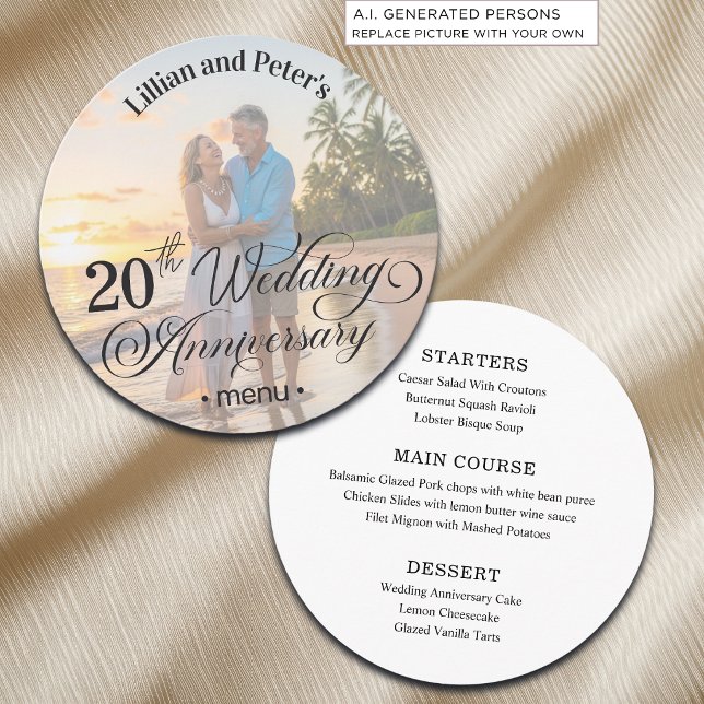 Add Photo Text Overlay 20th Wedding Anniversary  Menu (Creator Uploaded)