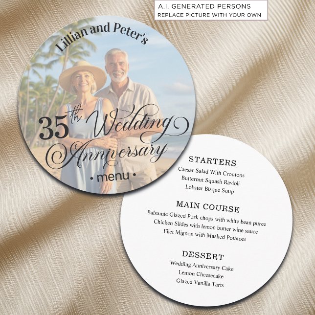Add Photo Text Overlay 35th Wedding Anniversary  Menu (Creator Uploaded)
