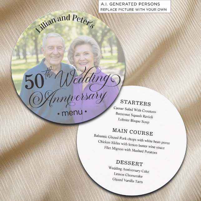 Add Photo Text Overlay 50th Wedding Anniversary  Menu (Creator Uploaded)