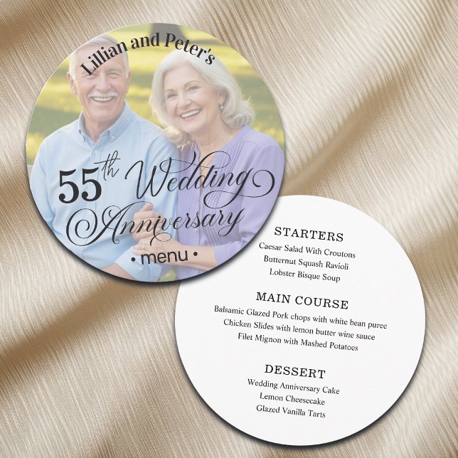 Add Photo Text Overlay 55th Wedding Anniversary  Menu (Creator Uploaded)