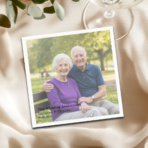 Add Photo Text Overlay 70th Wedding Anniversary  Napkin