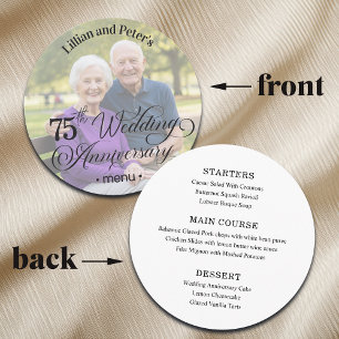 Add Photo Text Overlay 75th Wedding Anniversary  Menu