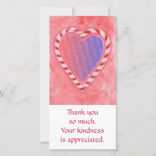 Add Photo thank you cards, Christmas candy heart
