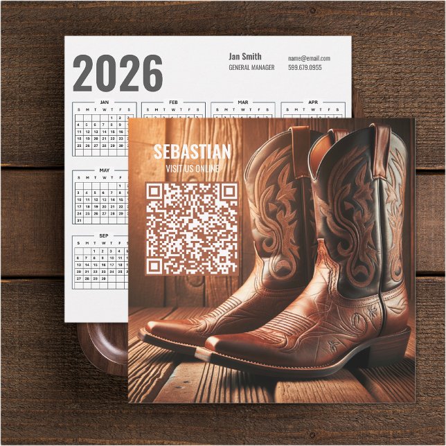 Add Photo Western 2026 Calendar Business Card (Add Photo Western 2026 Calendar Business Card (front and back))