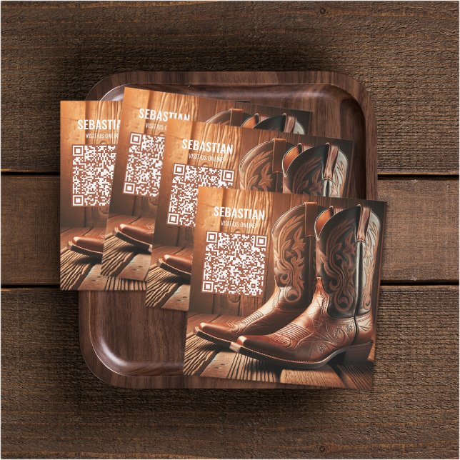 Add Photo Western Magnetic QR Code Business Card (Add Photo Western Magnetic QR Code Business Card (multiple shown))