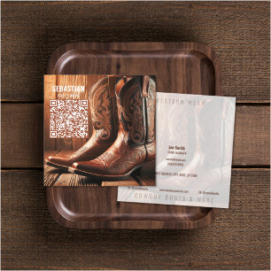 Add Photo Western Wear QR Code Business Cards