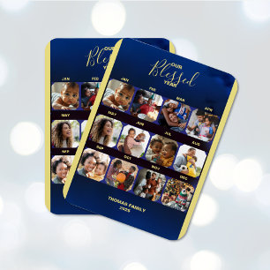 Add Photos Blessed Year Blue Flexible Magnet