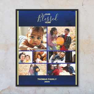 Add Photos Blessed Year Family Photo Collage Canvas Print