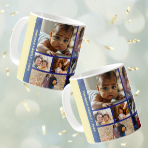 Add Photos Blessed Year Family Photo Collage Coffee Mug
