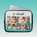 Add photos collage so adorable mint gray laptop sleeve<br><div class="desc">Laptop sleeve gift idea.
So adorable.
Replace the 10 photos with your own.
Mint green,  gray and black</div>