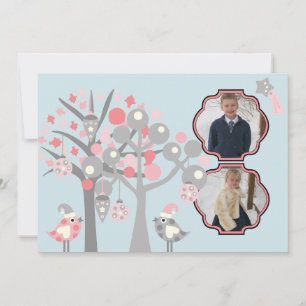 Add Photos Custom Winter Birds Holiday Card