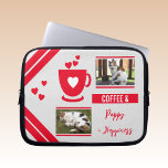 Add photos pets coffee lover gray and red laptop sleeve<br><div class="desc">Laptop sleeve gift idea.
Animal and coffee lover.
Replace the 2 photos with your own and add a name.
Red and gray.</div>